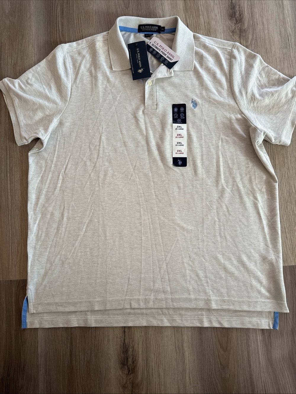 U.S. Polo Assn. Men's Light Gray Polo Shirt with Blue Logo